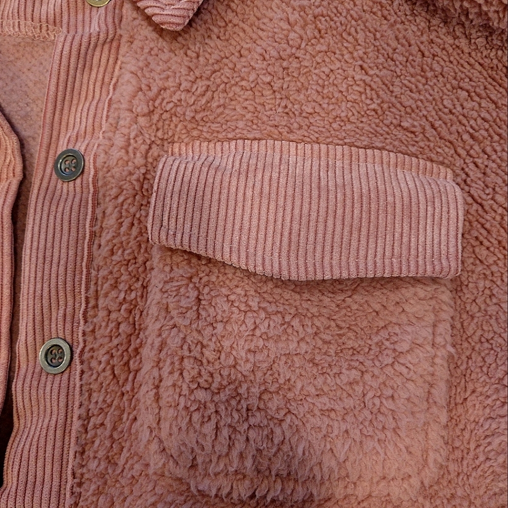 2/$20 Hippie Rose Dusty Pink corduroy fleece farmer jacket size xs - Picture 2 of 2